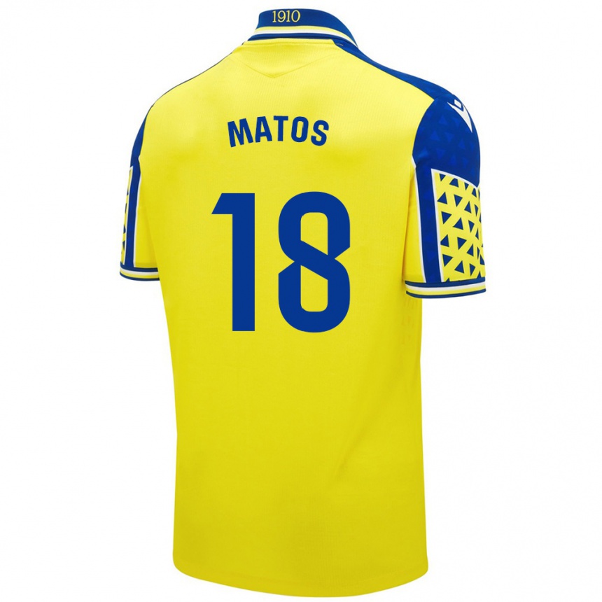 Kids Football José Matos #18 Yellow Blue Home Jersey 2024/25 T-Shirt Uk