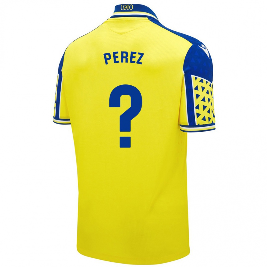 Kids Football Ángel Pérez #0 Yellow Blue Home Jersey 2024/25 T-Shirt Uk