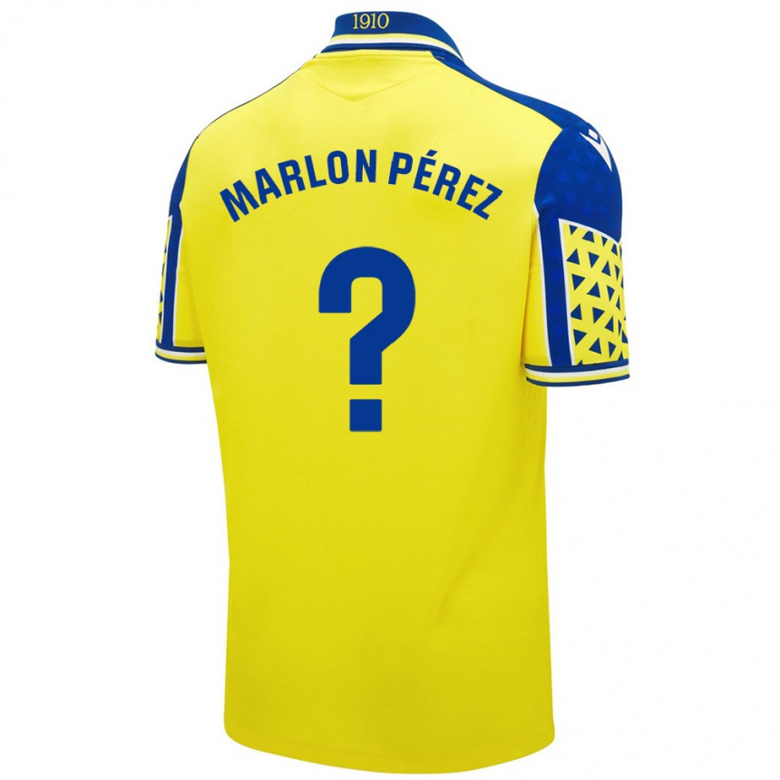 Kids Football Marlon Pérez #0 Yellow Blue Home Jersey 2024/25 T-Shirt Uk