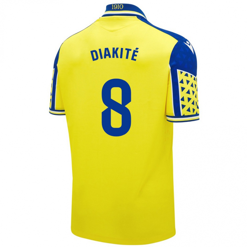 Kids Football Moussa Diakité #8 Yellow Blue Home Jersey 2024/25 T-Shirt Uk