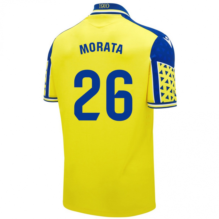 Kids Football Álex Morata #26 Yellow Blue Home Jersey 2024/25 T-Shirt Uk