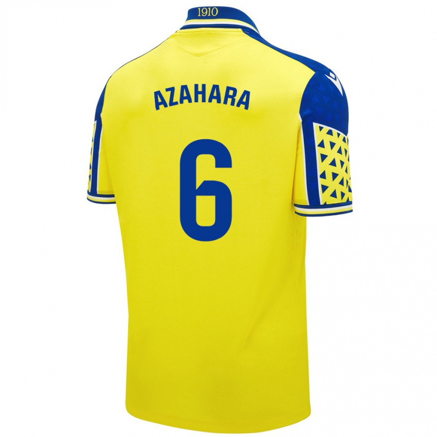 Kids Football Azahara #6 Yellow Blue Home Jersey 2024/25 T-Shirt Uk