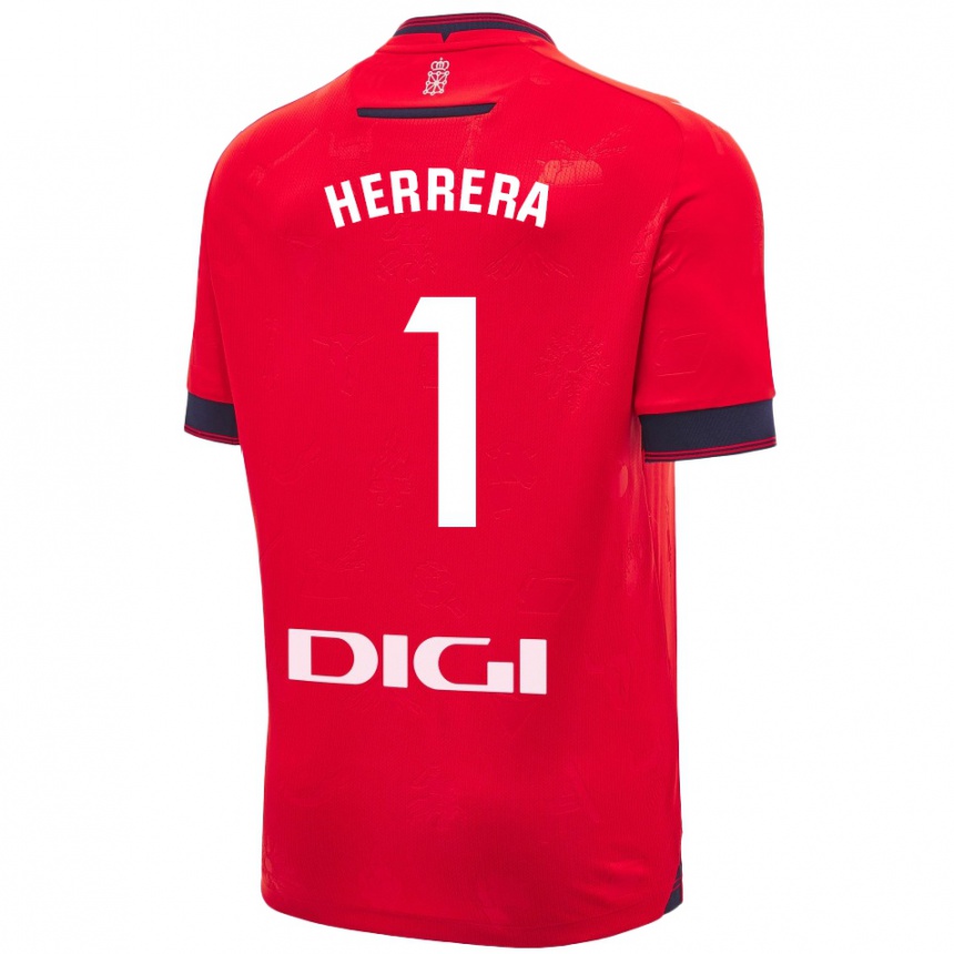 Kids Football Sergio Herrera #1 Red White Home Jersey 2024/25 T-Shirt Uk