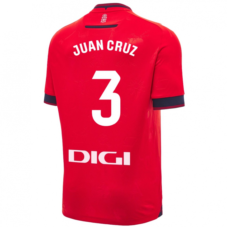 Kids Football Juan Cruz #3 Red White Home Jersey 2024/25 T-Shirt Uk