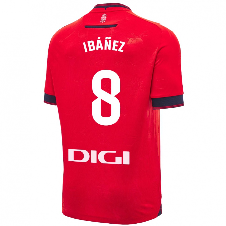 Kids Football Pablo Ibáñez #8 Red White Home Jersey 2024/25 T-Shirt Uk