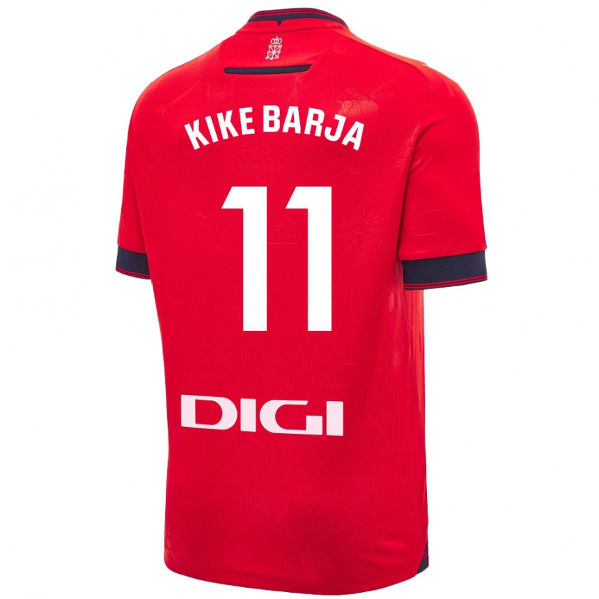 Kids Football Kike Barja #11 Red White Home Jersey 2024/25 T-Shirt Uk