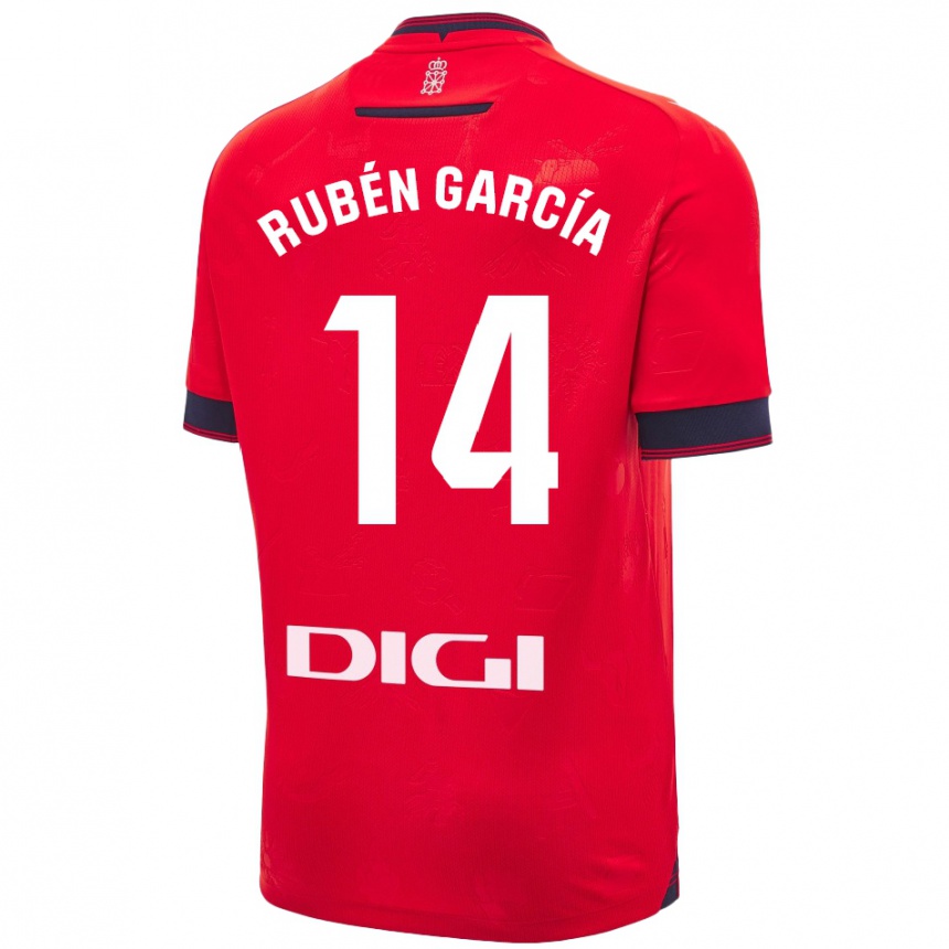 Kids Football Rubén García #14 Red White Home Jersey 2024/25 T-Shirt Uk