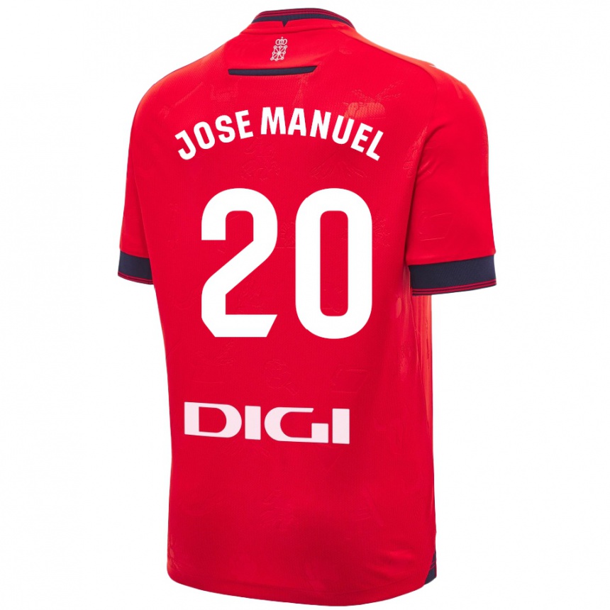 Kids Football José Manuel Arnáiz #20 Red White Home Jersey 2024/25 T-Shirt Uk