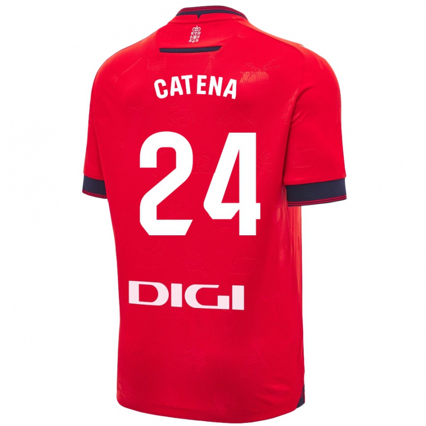 Kids Football Alejandro Catena #24 Red White Home Jersey 2024/25 T-Shirt Uk