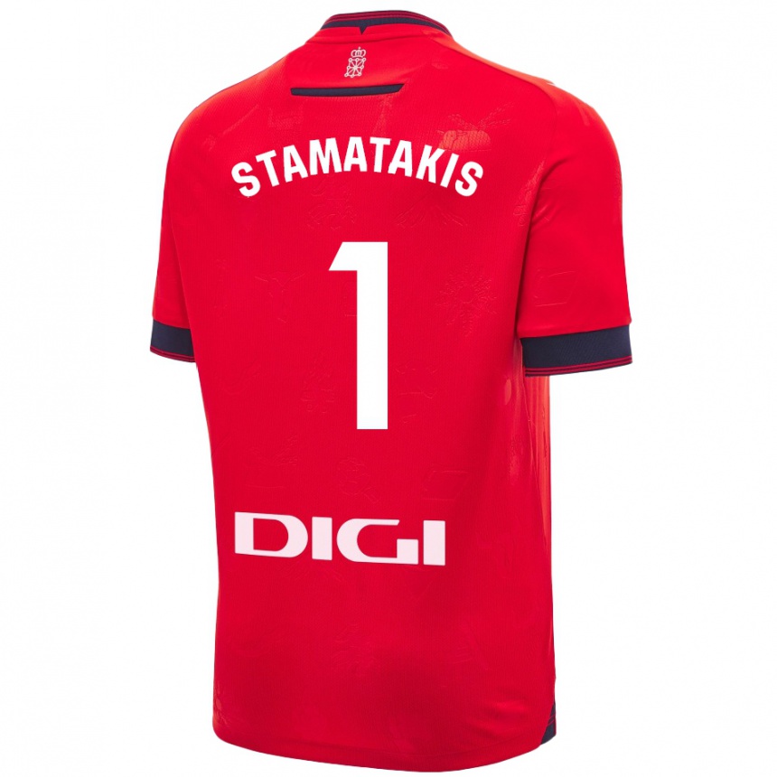 Kids Football Dimitrios Stamatakis #1 Red White Home Jersey 2024/25 T-Shirt Uk