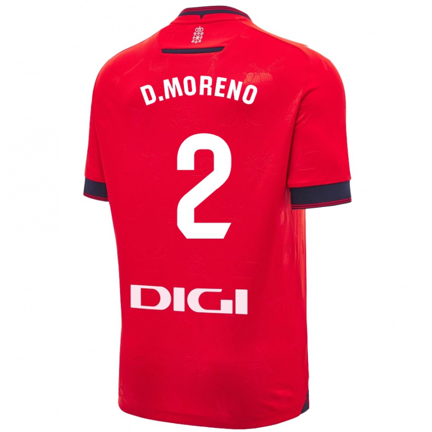 Kids Football Diego Moreno #2 Red White Home Jersey 2024/25 T-Shirt Uk