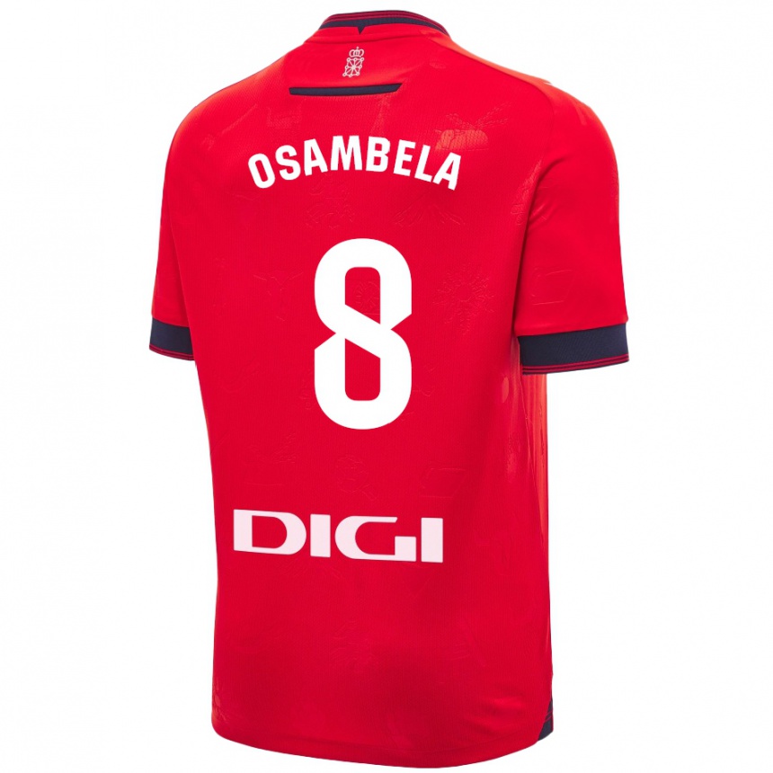 Kids Football Asier Osambela #8 Red White Home Jersey 2024/25 T-Shirt Uk