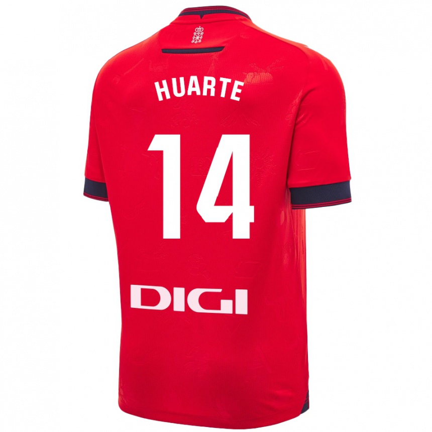 Kids Football Xabi Huarte #14 Red White Home Jersey 2024/25 T-Shirt Uk