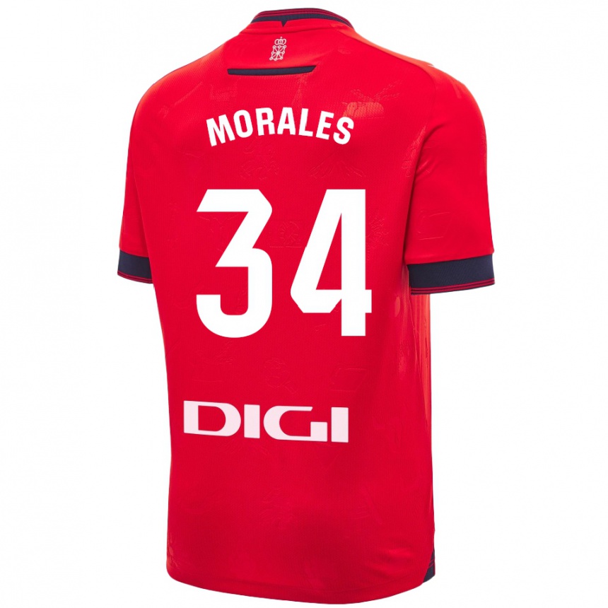 Kids Football Anai Morales #34 Red White Home Jersey 2024/25 T-Shirt Uk