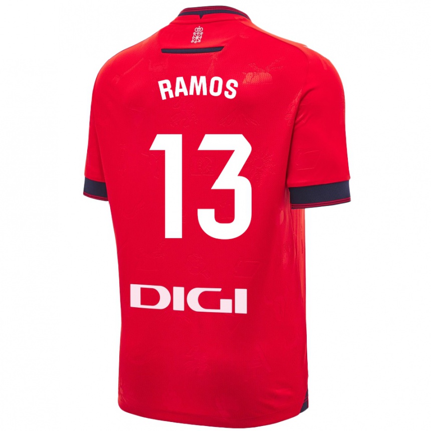 Kids Football Darío Ramos #13 Red White Home Jersey 2024/25 T-Shirt Uk