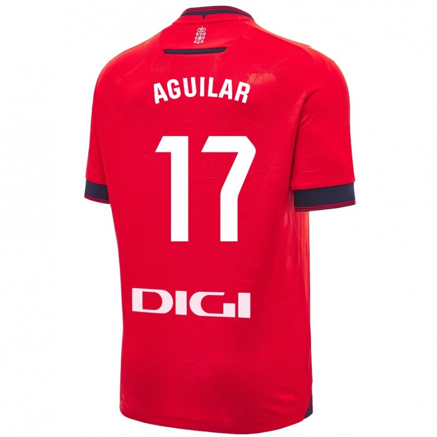 Kids Football Eneko Aguilar #17 Red White Home Jersey 2024/25 T-Shirt Uk