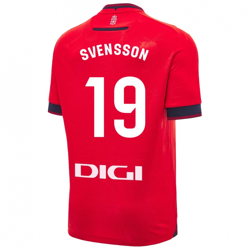 Kids Football Max Svensson #19 Red White Home Jersey 2024/25 T-Shirt Uk