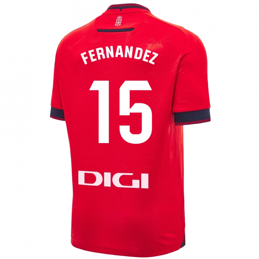 Kids Football Leyre Fernández Sánchez #15 Red White Home Jersey 2024/25 T-Shirt Uk