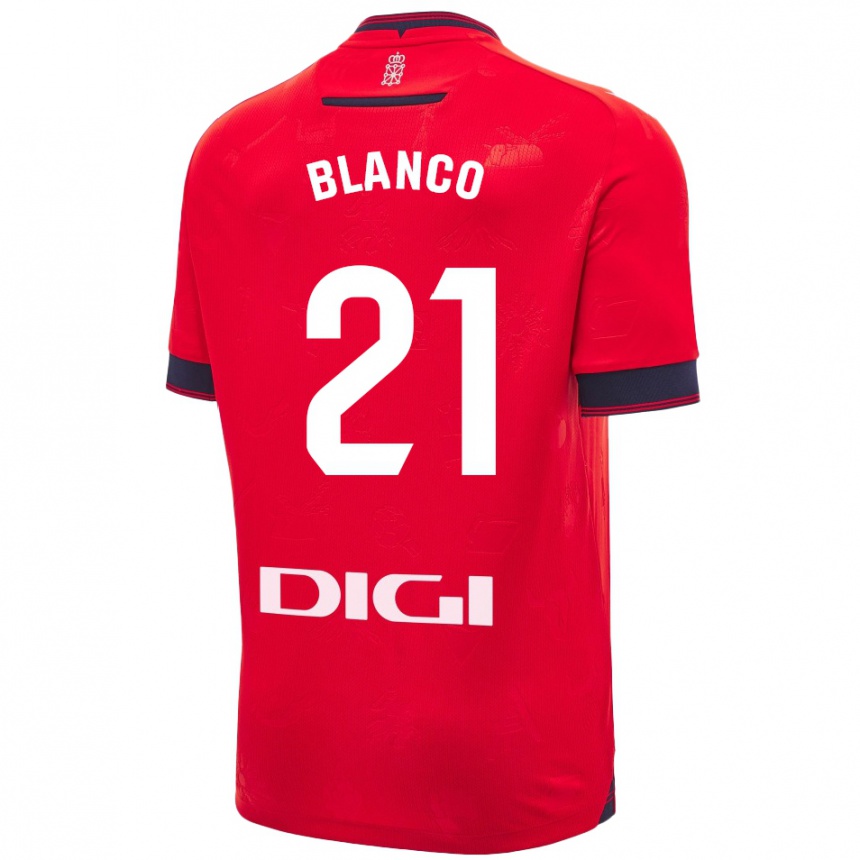 Kids Football Alexia Blanco Llacuno #21 Red White Home Jersey 2024/25 T-Shirt Uk