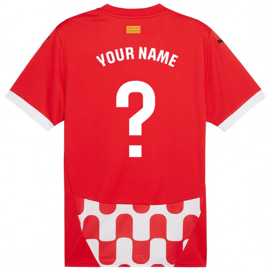 Kids Football Your Name #0 Red White Home Jersey 2024/25 T-Shirt Uk