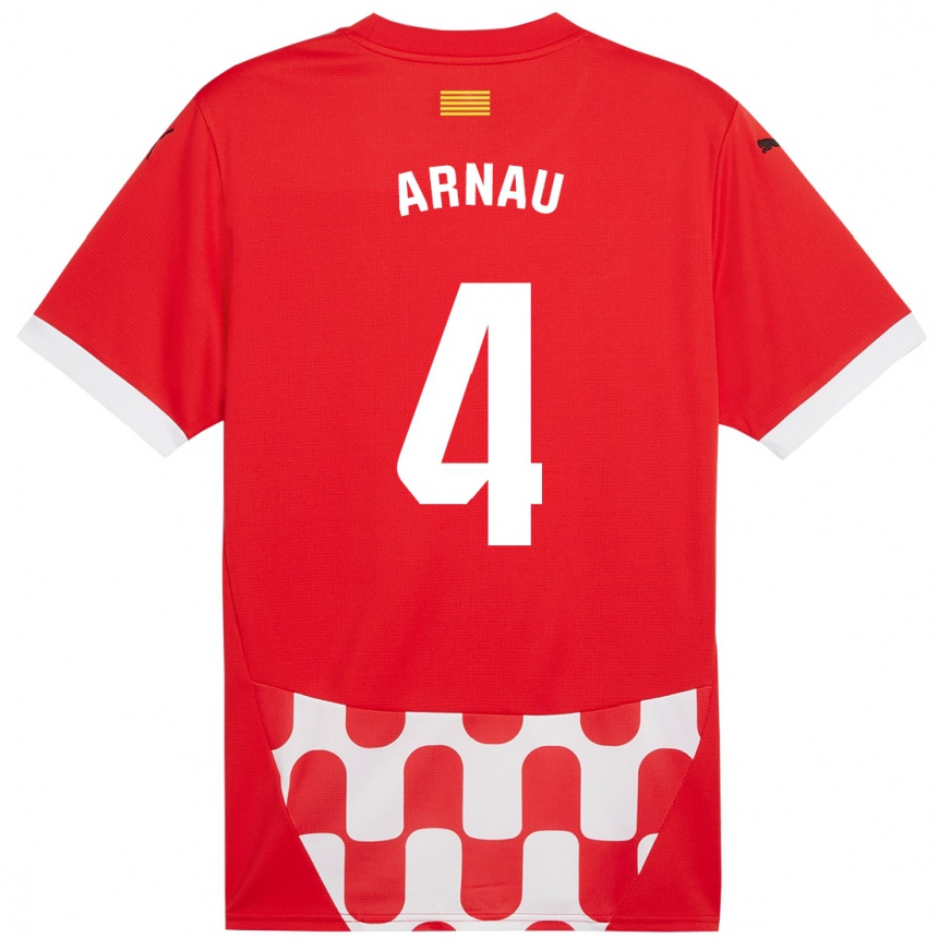 Kids Football Arnau Martínez #4 Red White Home Jersey 2024/25 T-Shirt Uk