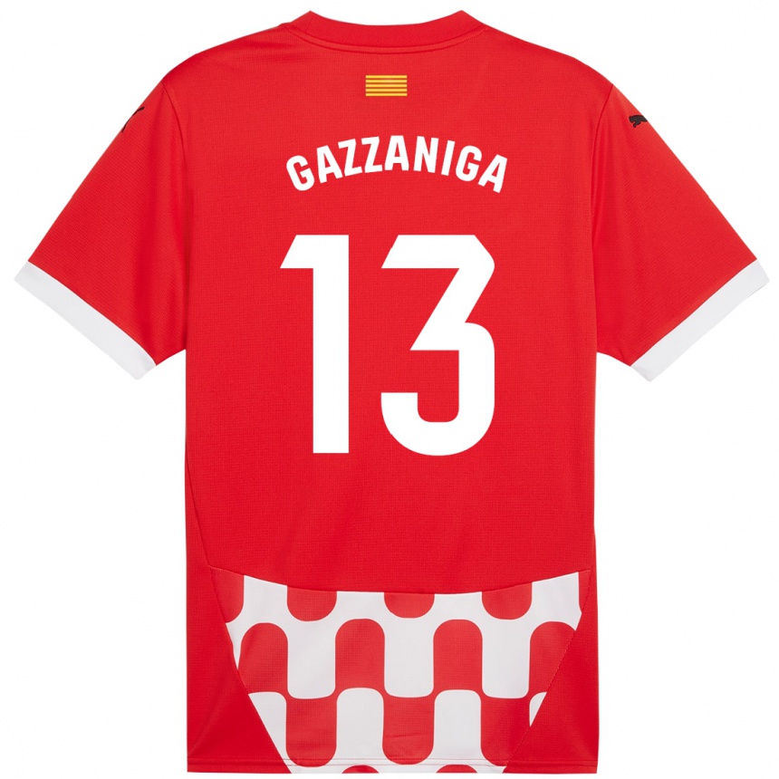 Kids Football Paulo Gazzaniga #13 Red White Home Jersey 2024/25 T-Shirt Uk