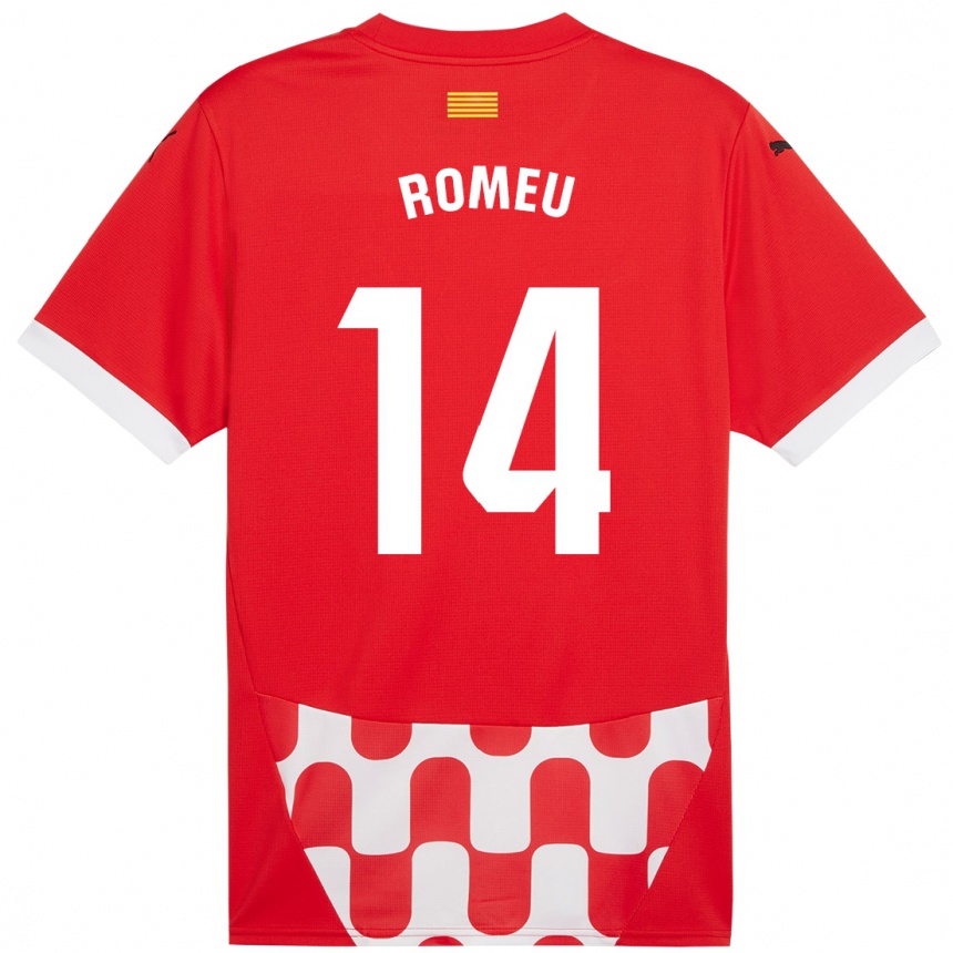 Kids Football Oriol Romeu #14 Red White Home Jersey 2024/25 T-Shirt Uk