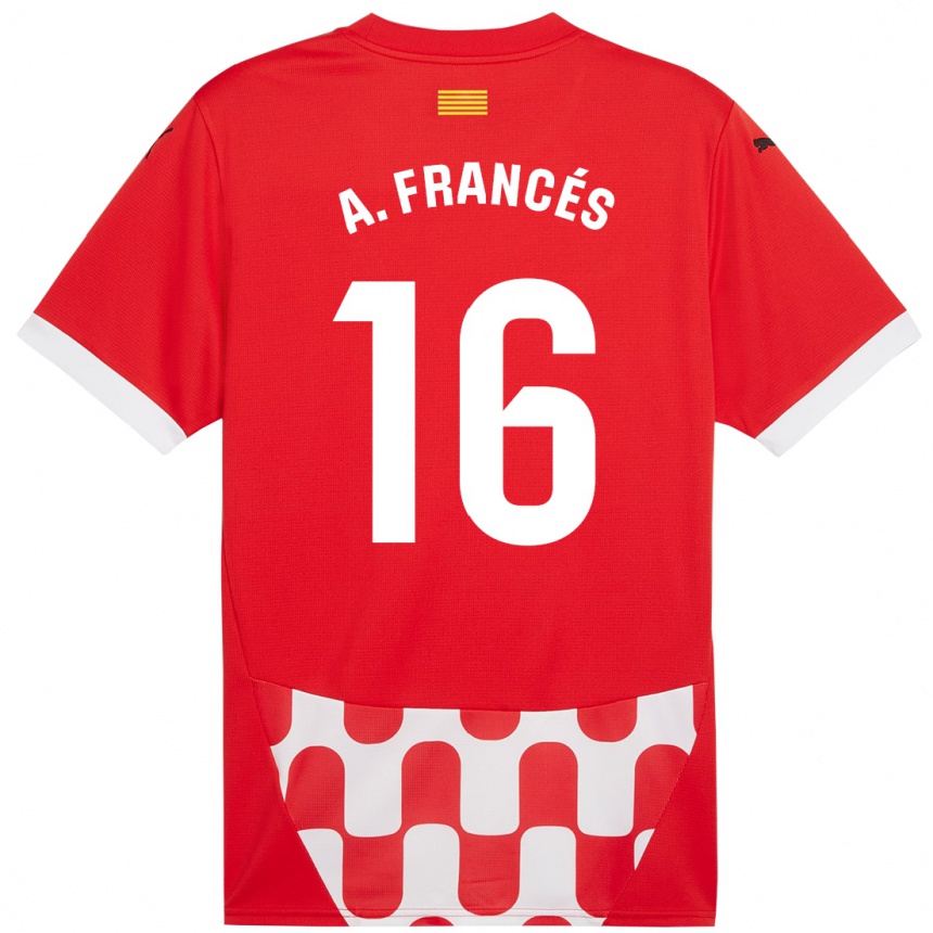 Kids Football Alejandro Francés #16 Red White Home Jersey 2024/25 T-Shirt Uk