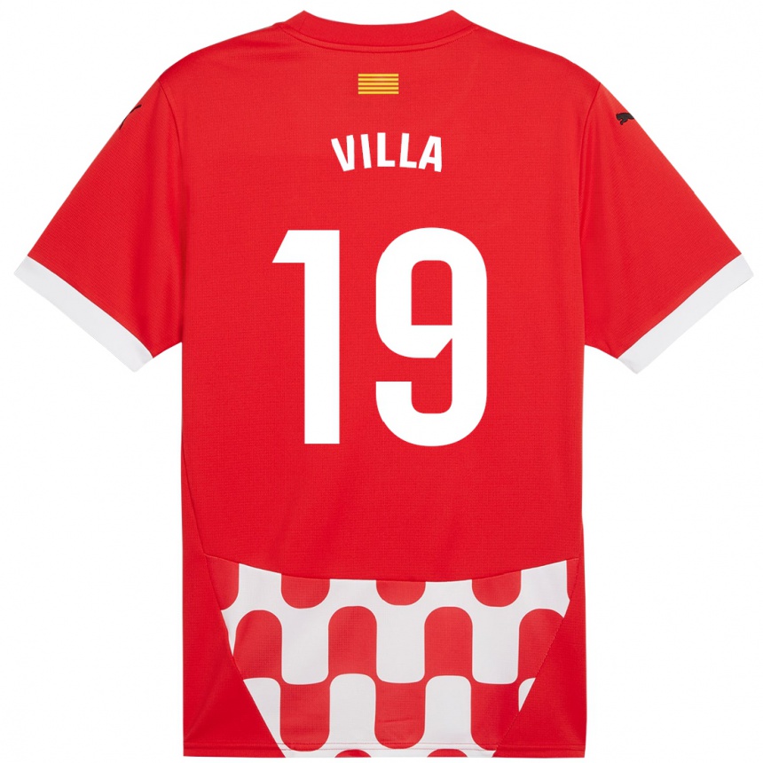 Kids Football Toni Villa #19 Red White Home Jersey 2024/25 T-Shirt Uk