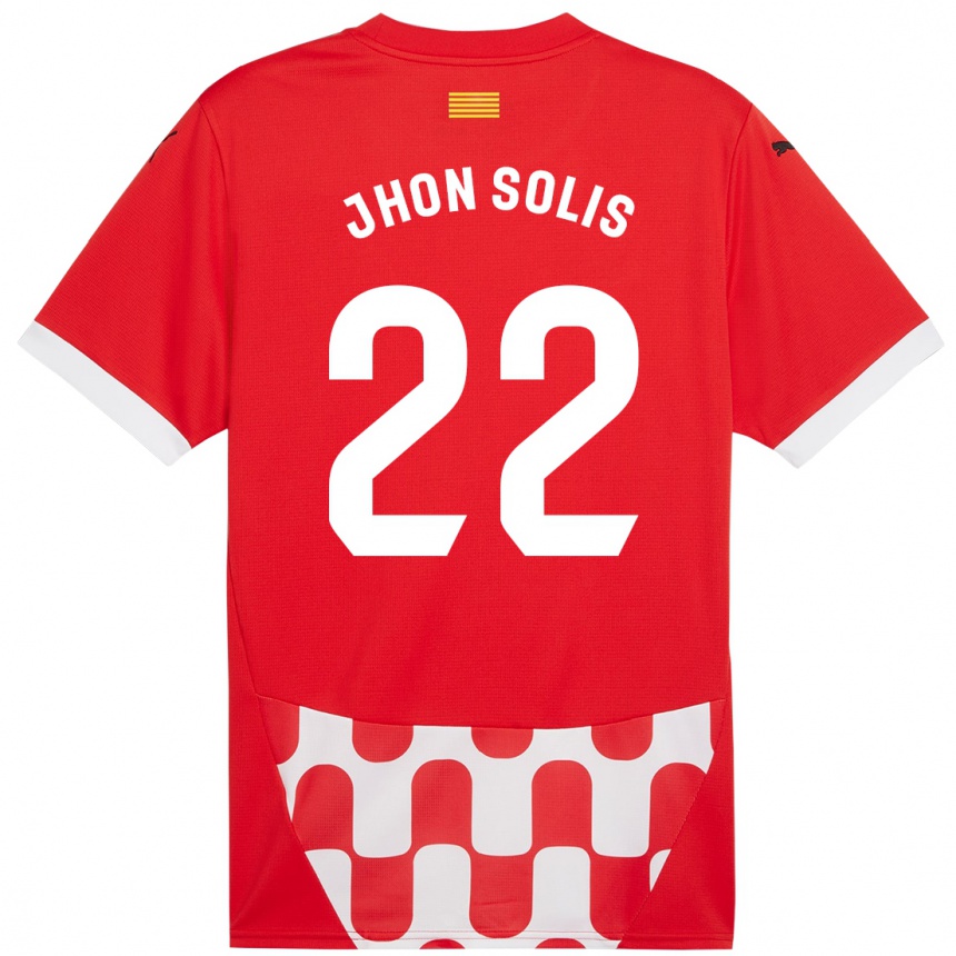 Kids Football Jhon Solís #22 Red White Home Jersey 2024/25 T-Shirt Uk