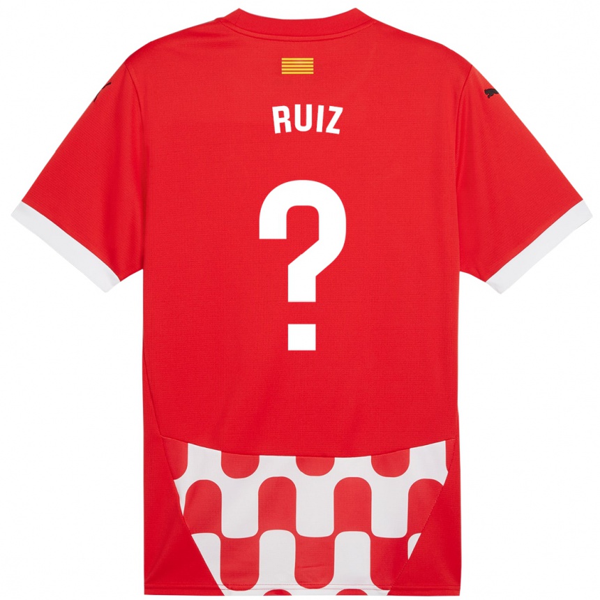 Kids Football Ferran Ruiz #0 Red White Home Jersey 2024/25 T-Shirt Uk