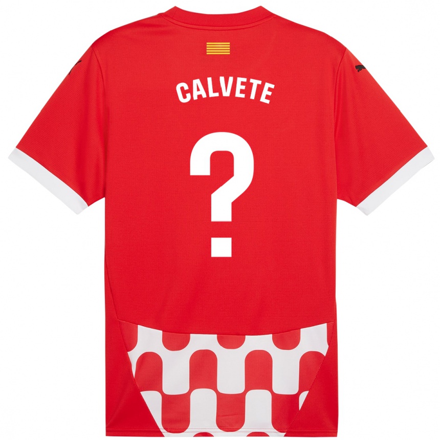 Kids Football Pablo Calvete #0 Red White Home Jersey 2024/25 T-Shirt Uk