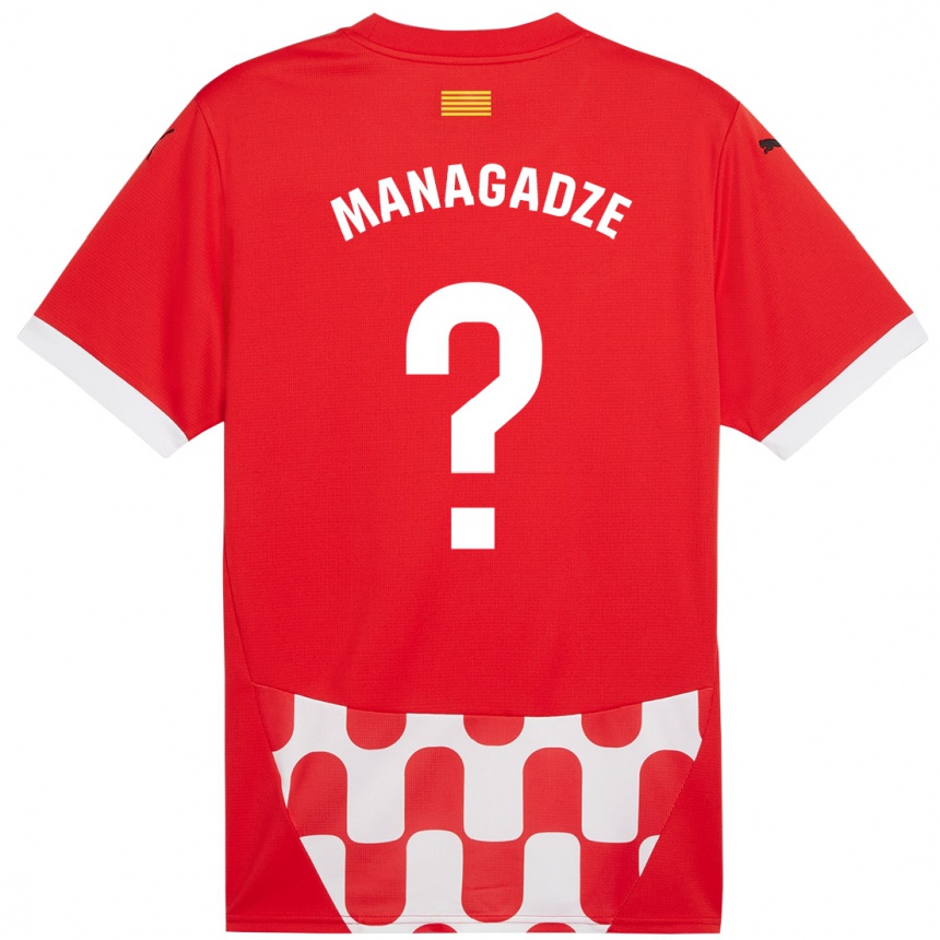 Kids Football Luka Managadze #0 Red White Home Jersey 2024/25 T-Shirt Uk