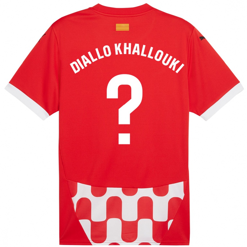 Kids Football Siaka Diallo Khallouki #0 Red White Home Jersey 2024/25 T-Shirt Uk