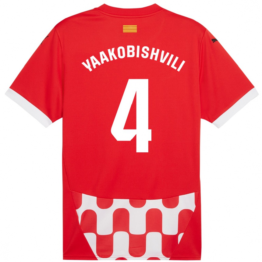 Kids Football Antal Yaakobishvili #4 Red White Home Jersey 2024/25 T-Shirt Uk