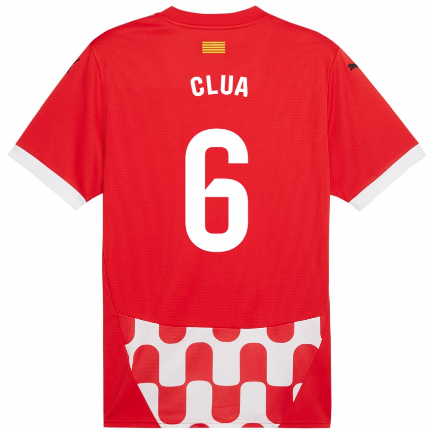 Kids Football Silvi Clua #6 Red White Home Jersey 2024/25 T-Shirt Uk