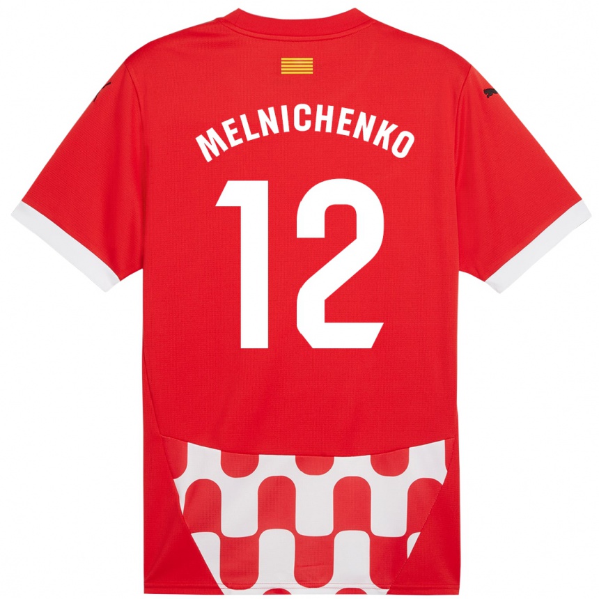 Kids Football Dmytro Melnichenko #12 Red White Home Jersey 2024/25 T-Shirt Uk