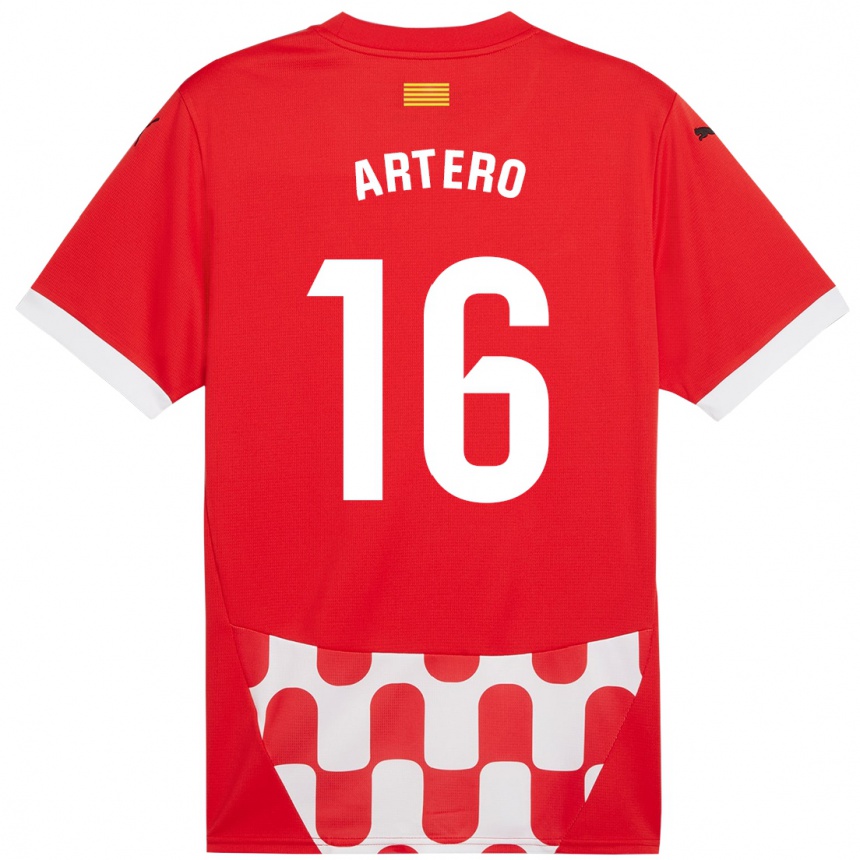 Kids Football Ricard Artero #16 Red White Home Jersey 2024/25 T-Shirt Uk