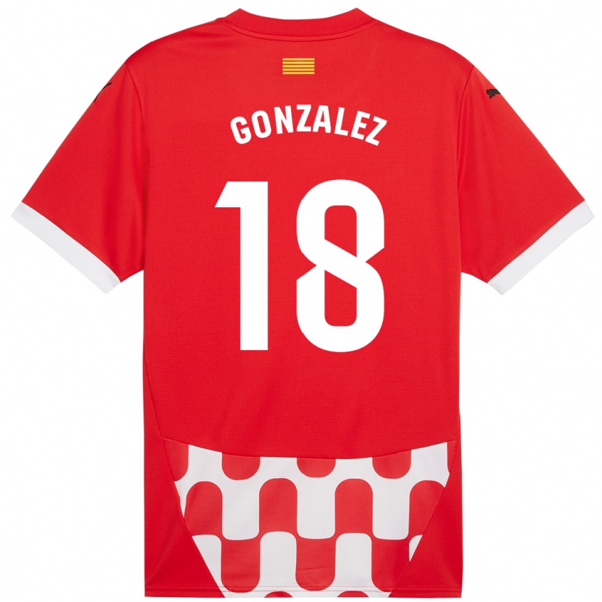 Kids Football Gerard Gonzalez #18 Red White Home Jersey 2024/25 T-Shirt Uk