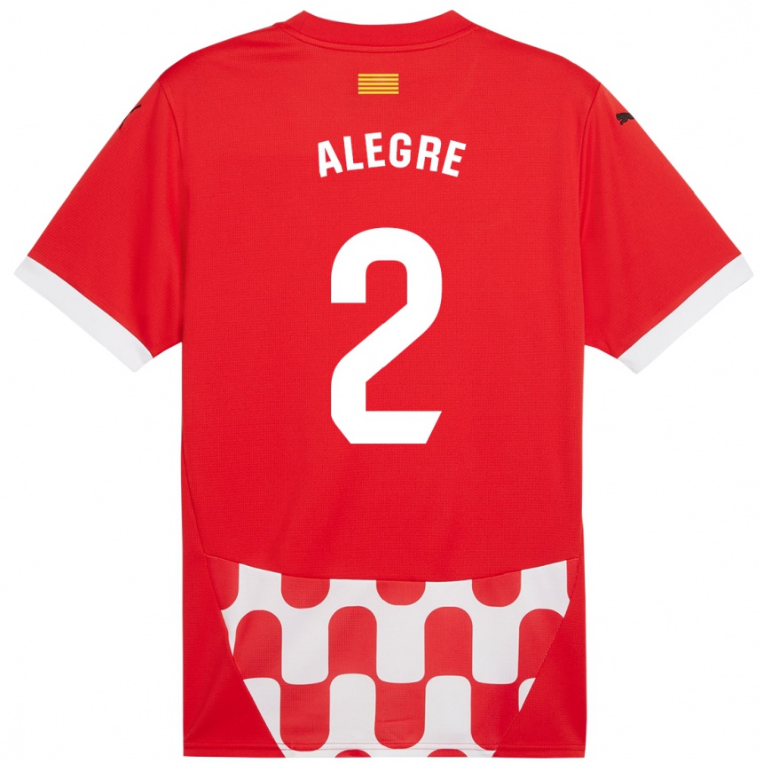 Kids Football Marc Alegre #2 Red White Home Jersey 2024/25 T-Shirt Uk