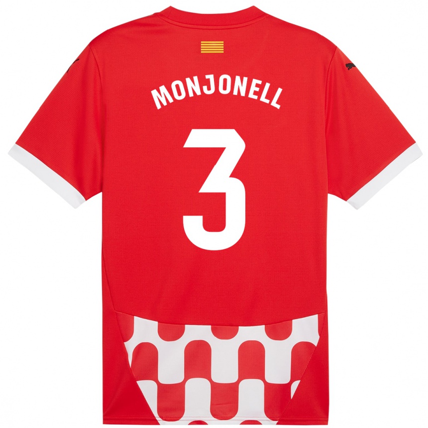 Kids Football Eric Monjonell #3 Red White Home Jersey 2024/25 T-Shirt Uk