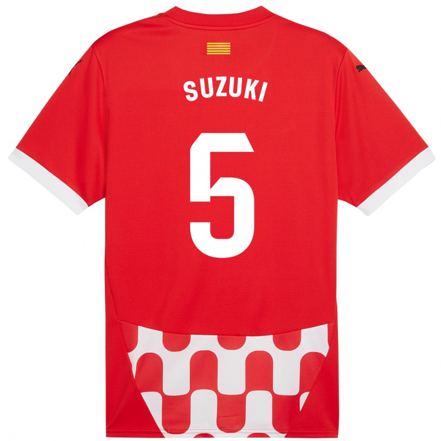 Kids Football Wadi Ibrahim Suzuki #5 Red White Home Jersey 2024/25 T-Shirt Uk