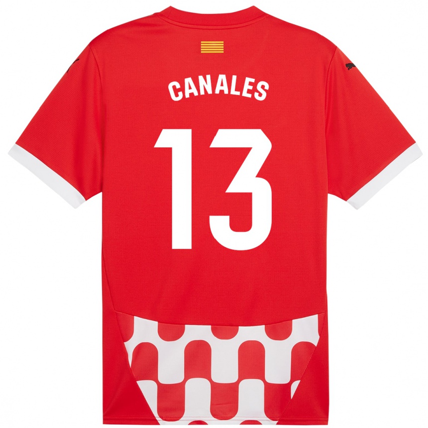 Kids Football Juanvi Canales #13 Red White Home Jersey 2024/25 T-Shirt Uk