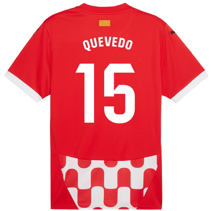 Kids Football Erik Quevedo #15 Red White Home Jersey 2024/25 T-Shirt Uk