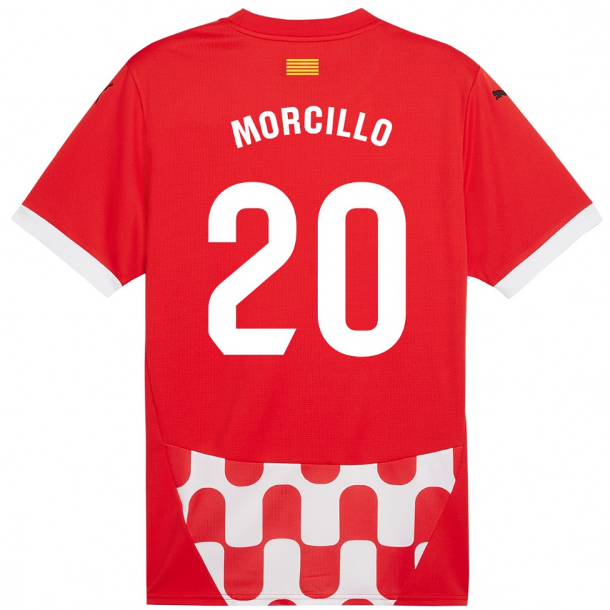 Kids Football Luis Morcillo #20 Red White Home Jersey 2024/25 T-Shirt Uk