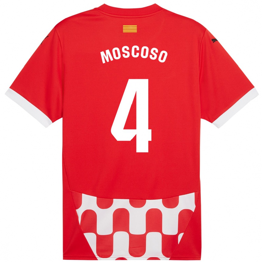 Kids Football Miriam Moscoso #4 Red White Home Jersey 2024/25 T-Shirt Uk