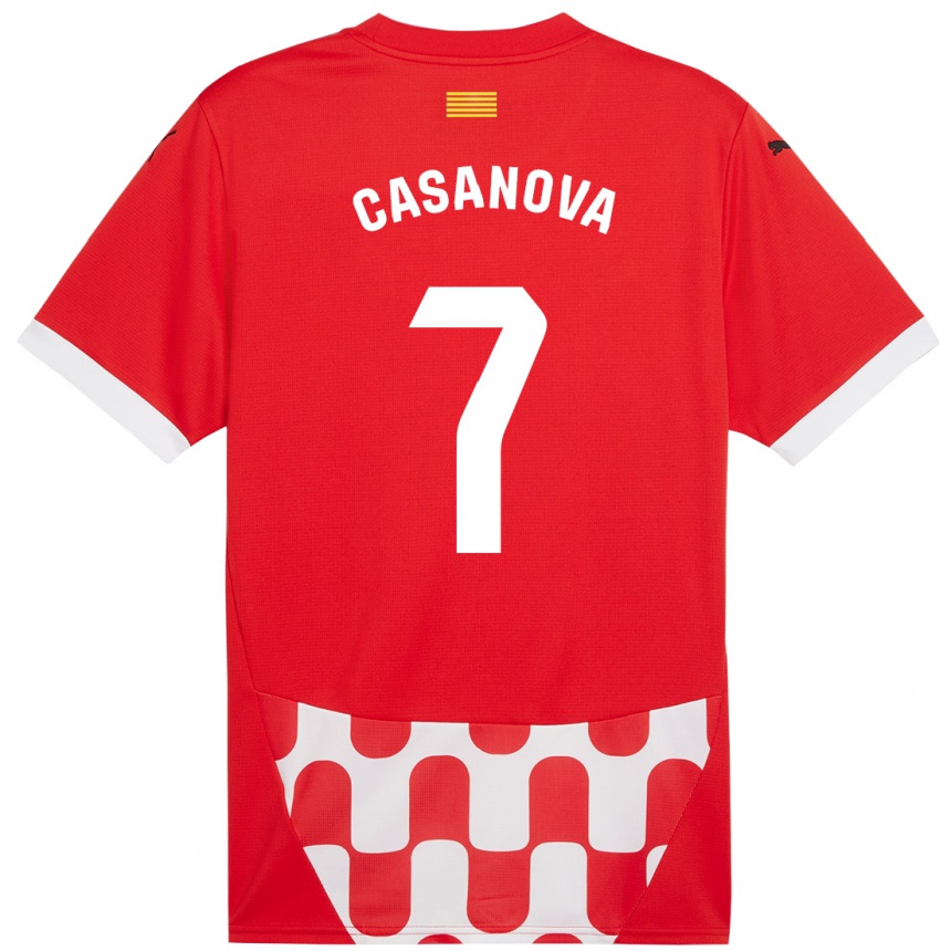 Kids Football Àstrid Casanova #7 Red White Home Jersey 2024/25 T-Shirt Uk