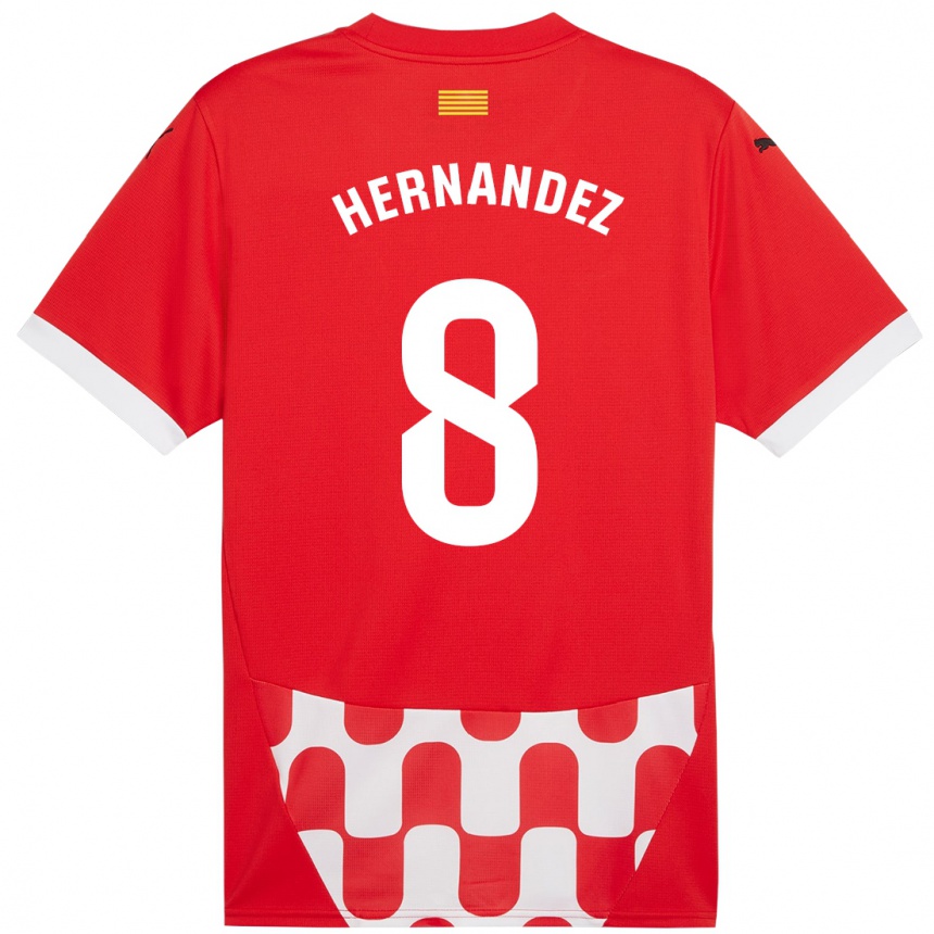 Kids Football Sofia Hernández #8 Red White Home Jersey 2024/25 T-Shirt Uk