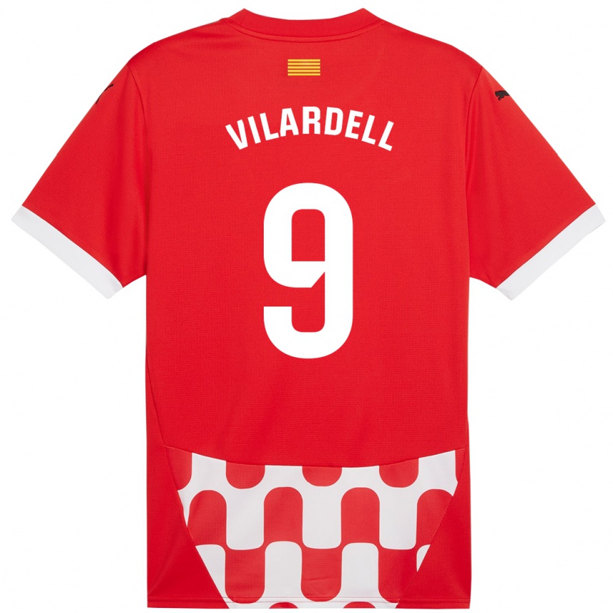 Kids Football Júlia Vilardell #9 Red White Home Jersey 2024/25 T-Shirt Uk