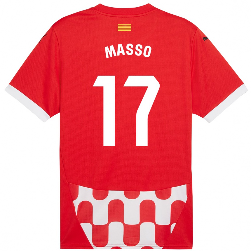 Kids Football Ainoa Massó #17 Red White Home Jersey 2024/25 T-Shirt Uk